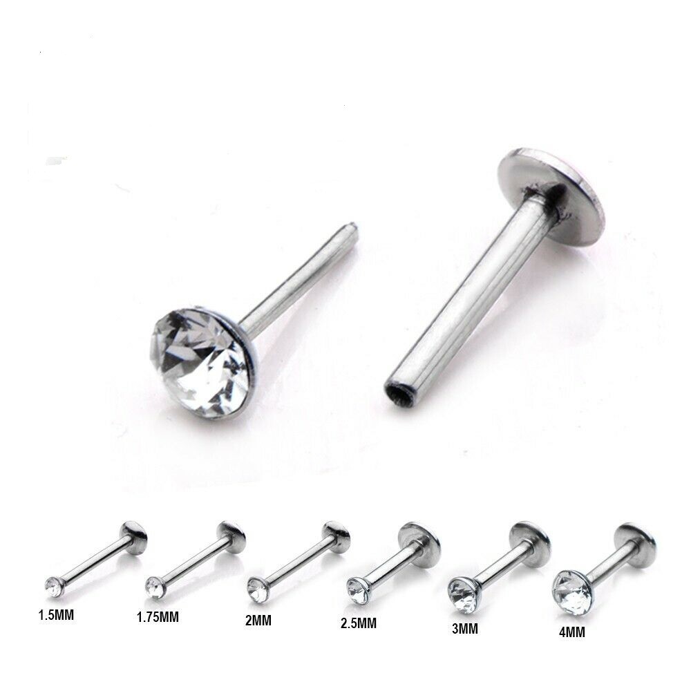 Push Pin Labret Threadless Studs Lip, Nose, Assorted Ear Piercing 18G 16G