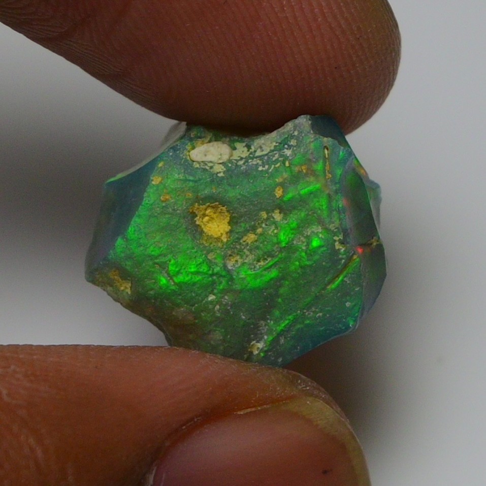 6.7 ct Natural Black Opal Rough Ethiopian, Fire Opal Gemstone, 15x12MM Welo Opal