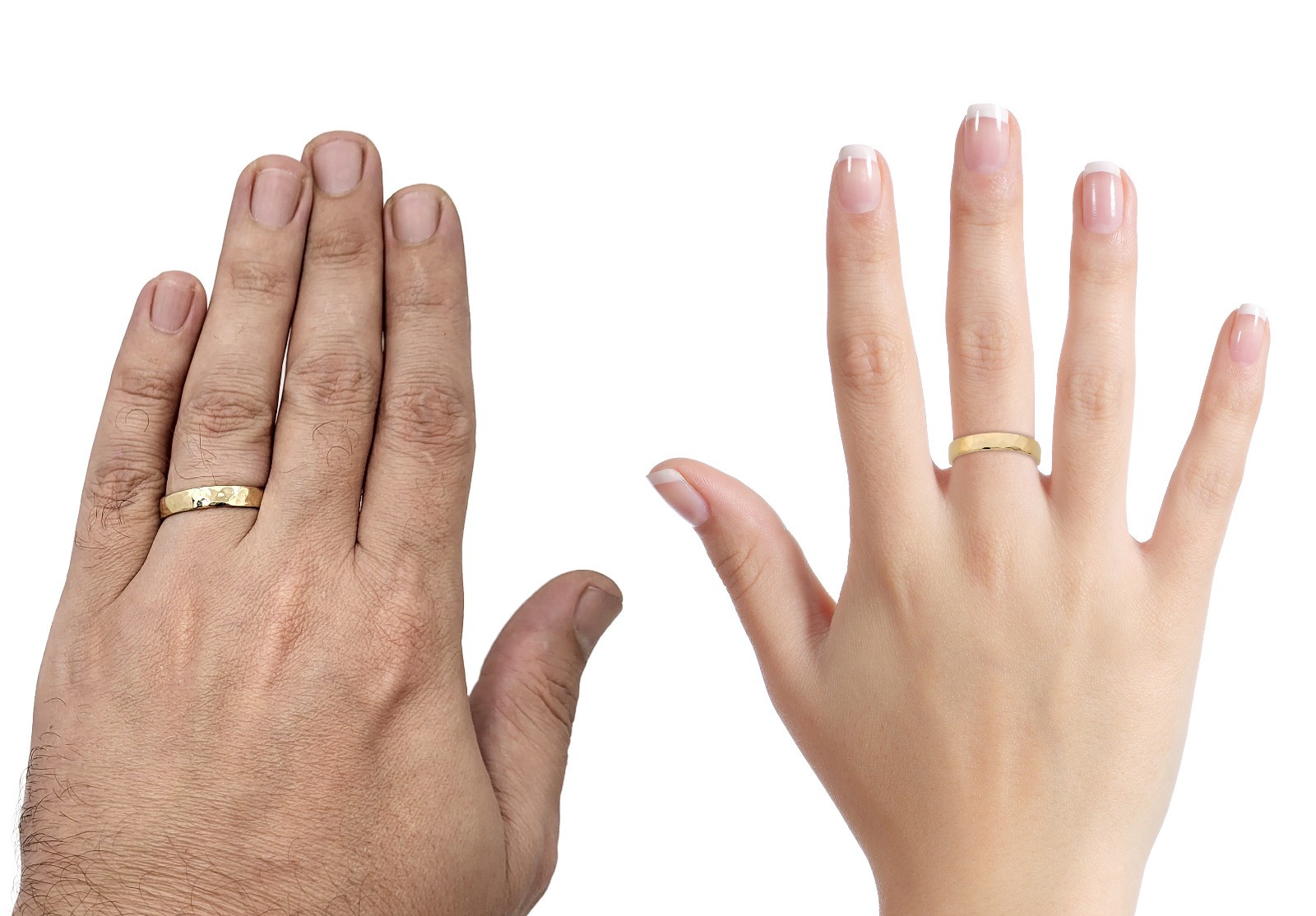 Solid 14K Yellow Gold Hammered Ring 4mm Size 3 – 15 Faceted Stack Band