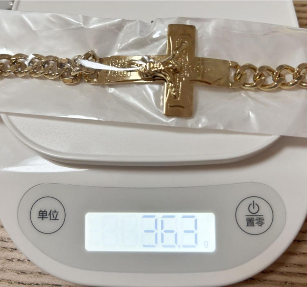 Stainless steel Scripture Jesus Christ Crucifix Religious Cross Curved Bracelet