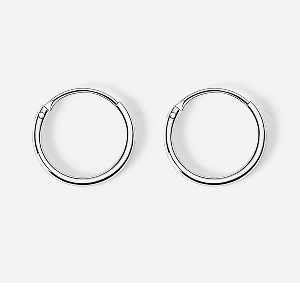 Elegant 925 Sterling Silver Hoop Earrings for Women Men Jewelry 8 10 12 14 16MM