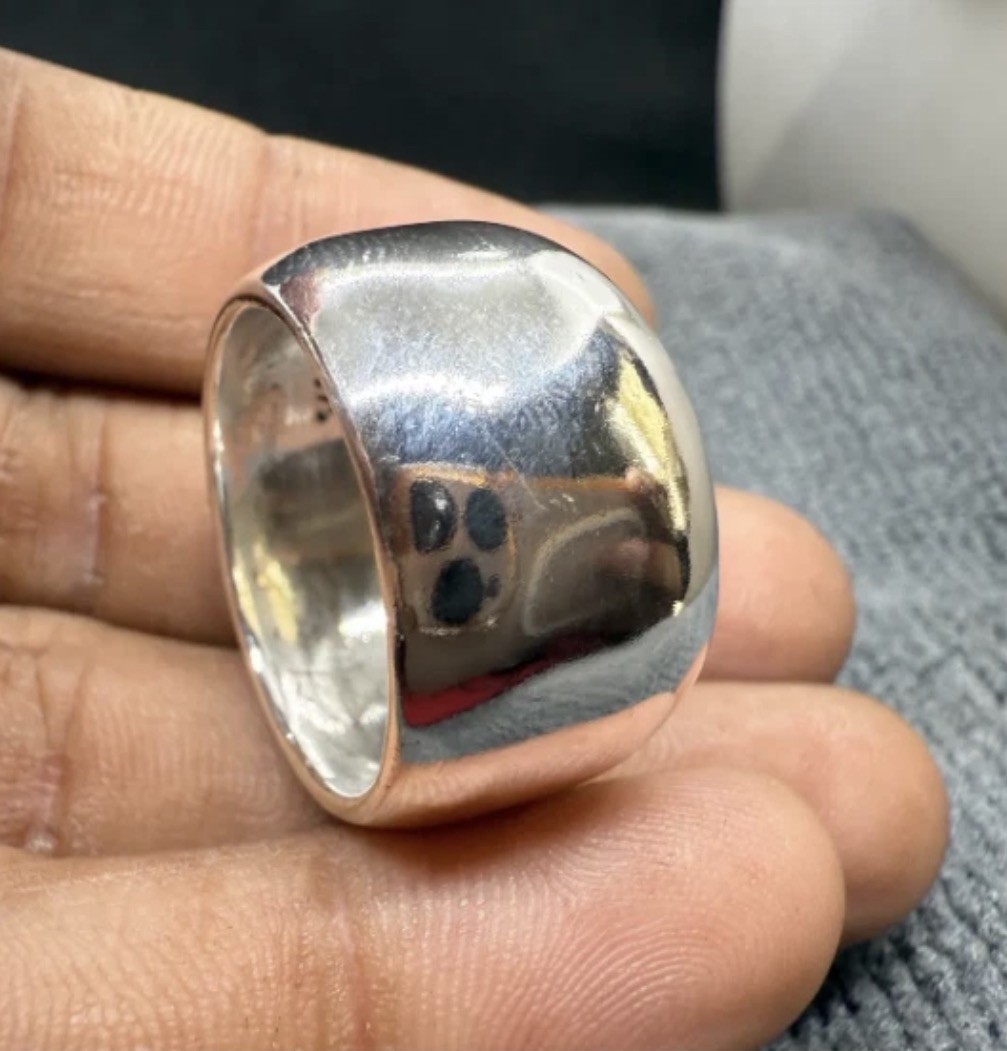 Solid 925 Sterling Silver Dome Ring, Handmade Wide Band, Chunky Stateme All Size
