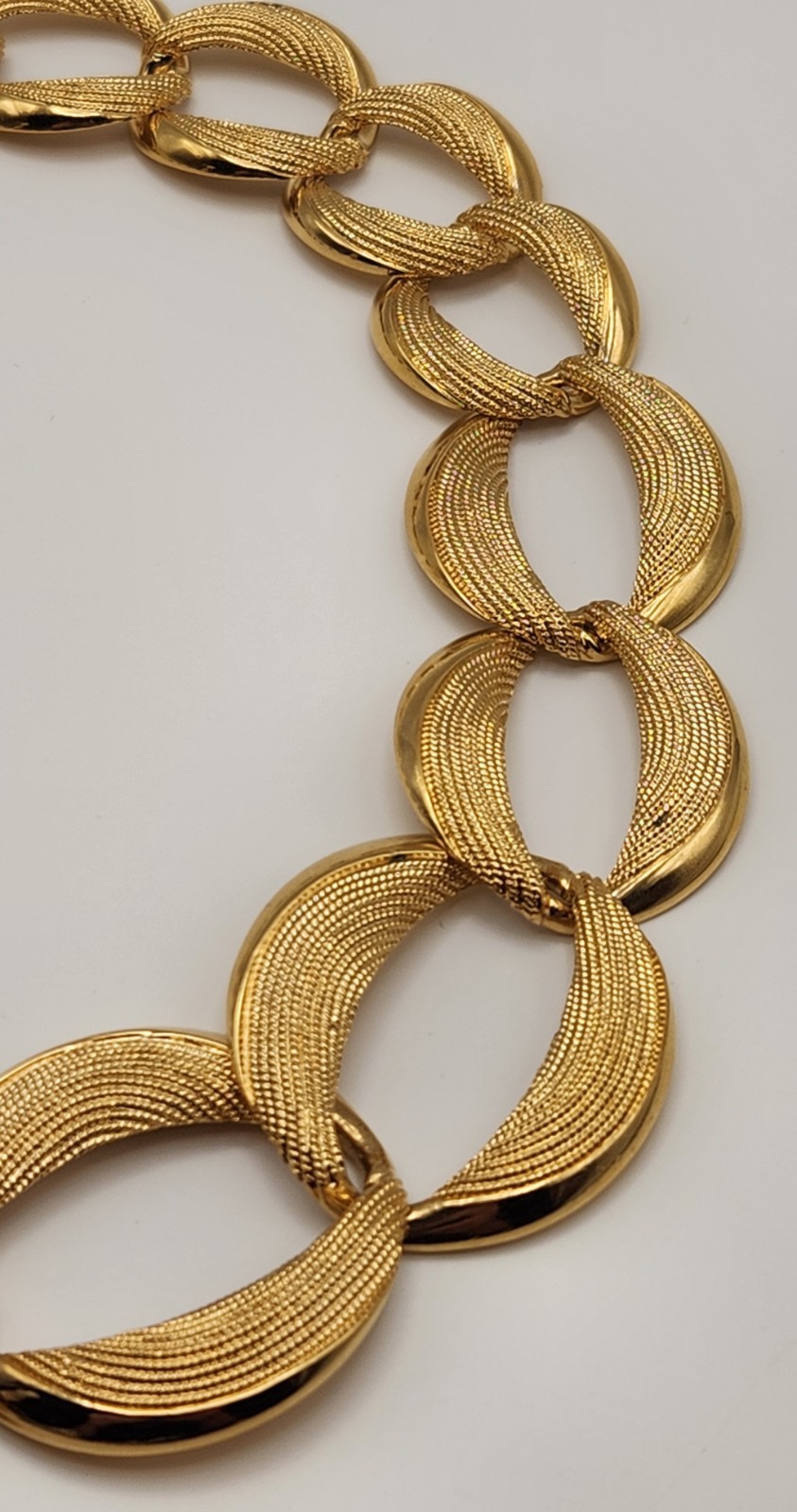 Vintage Napier Gold Tone Chunky Link Necklace Textured Statement Signed 18″