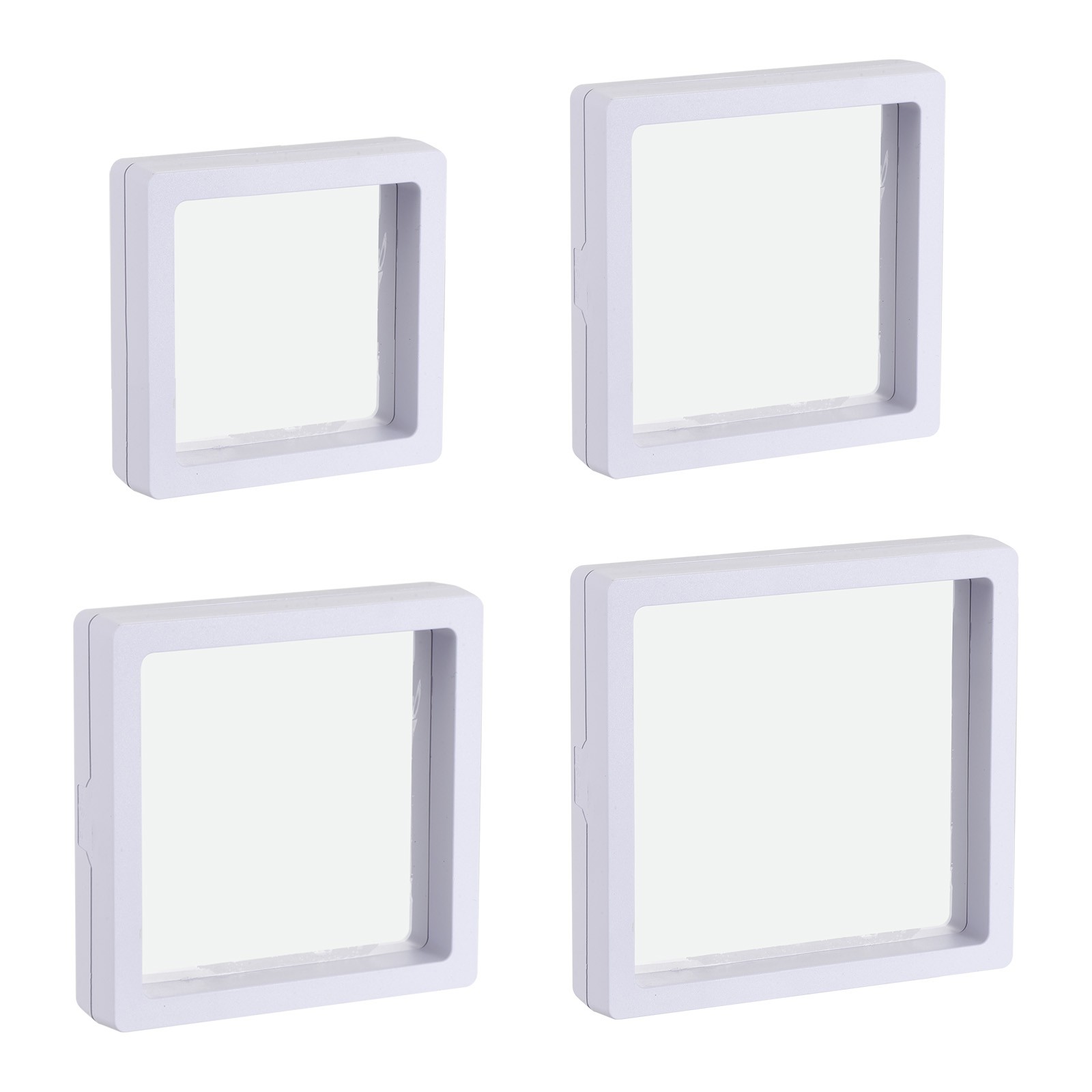 12Pcs Floating Thin Film Display Box, ABS Frame Display Case Holder White
