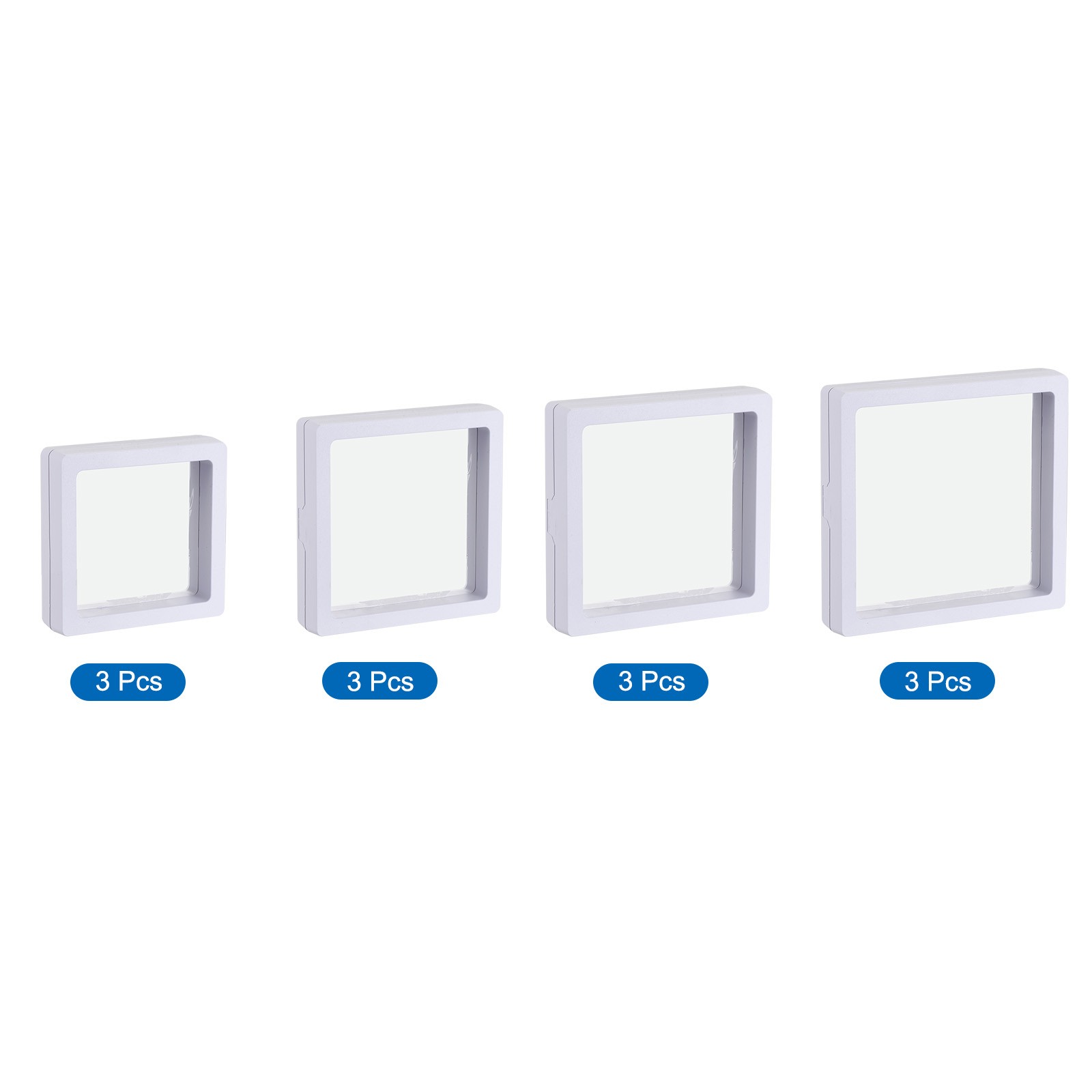 12Pcs Floating Thin Film Display Box, ABS Frame Display Case Holder White