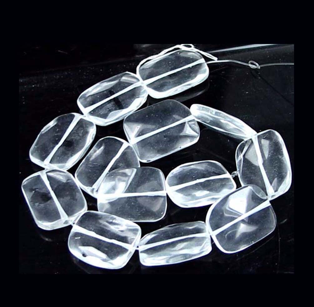 30x24mm Faceted Clear Glass Quartz Slab Faceted Nugget Beads 16″