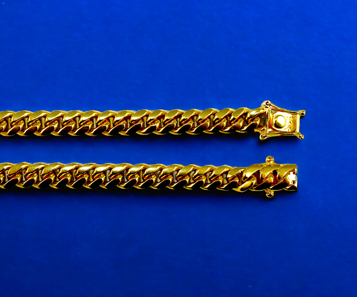18K Yellow Gold SOLID Miami Cuban Link Chain Necklace Bracelet 3mm-7.5mm 7″-30″