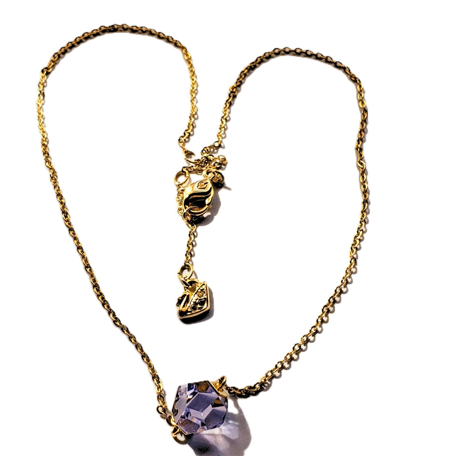 Swarovski “Nutshell Design Collection” Violet Hue Geometric Crystal Necklace