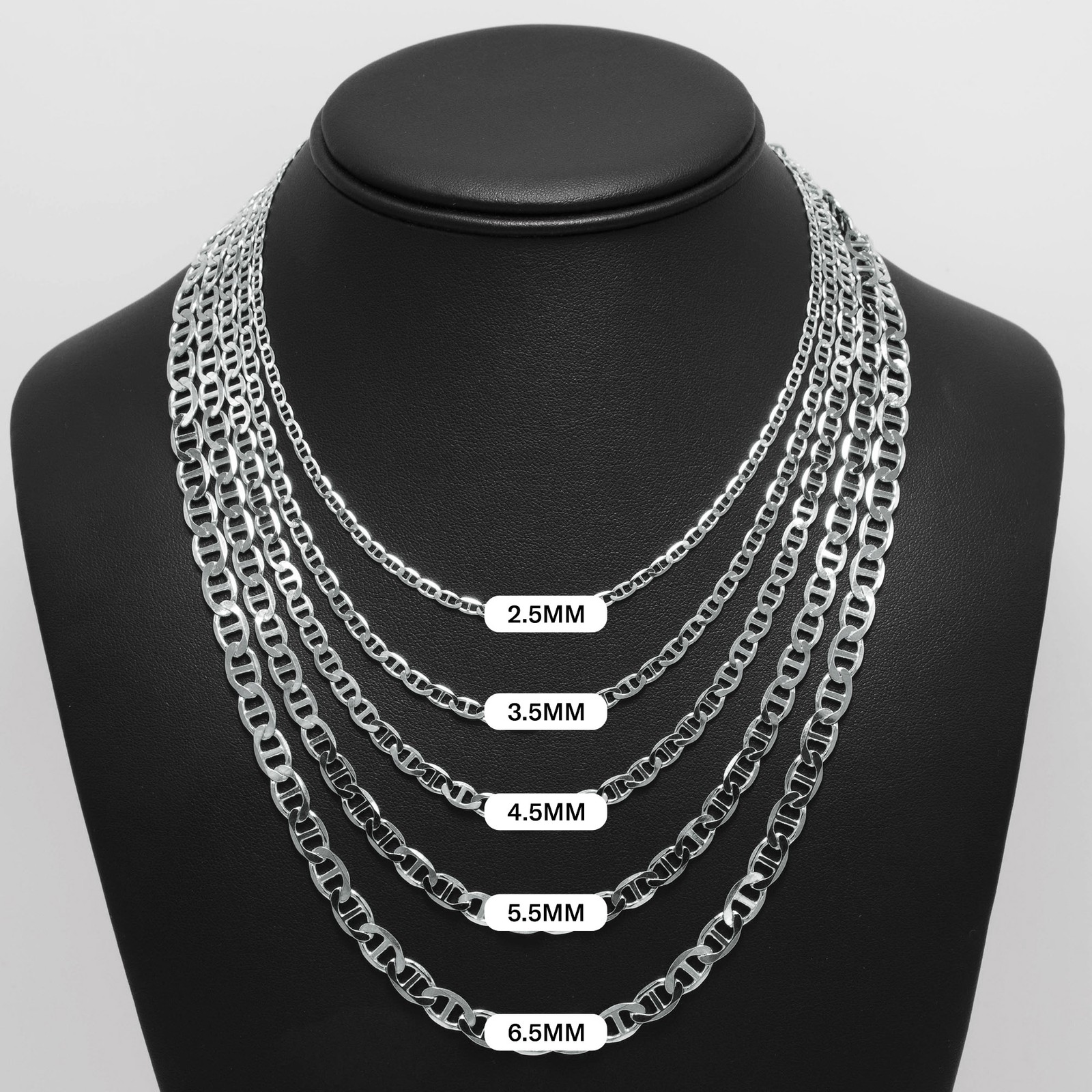 Mariner Link Chain Solid Sterling Silver 925 Italy All Sizes