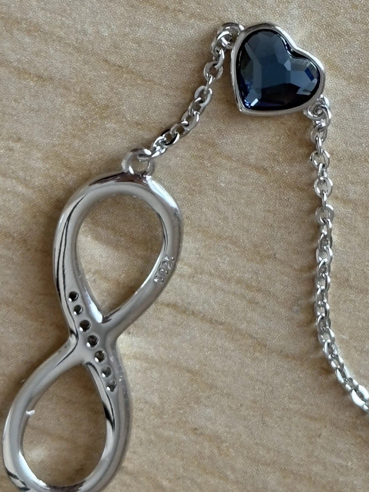 925 bracelet Infinity Heart Birthday Charm Link / Fits Size 7-9 In Wrist