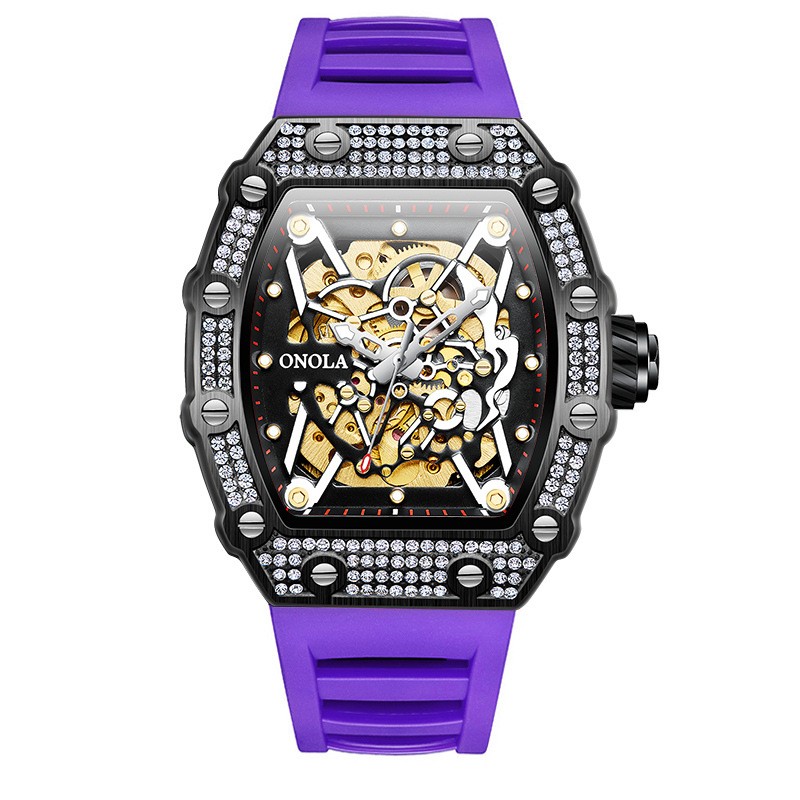 ONOLA Men Automatic Self-Wind Watch Mechanical Diamond Jeweled Waterproof Relogi