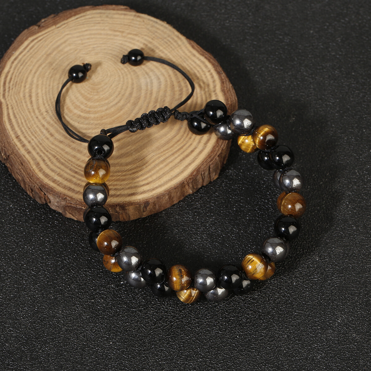 8MM Tiger Eye Set Men Triple Protection Necklace 24” Hematite Obsidian Bracelet