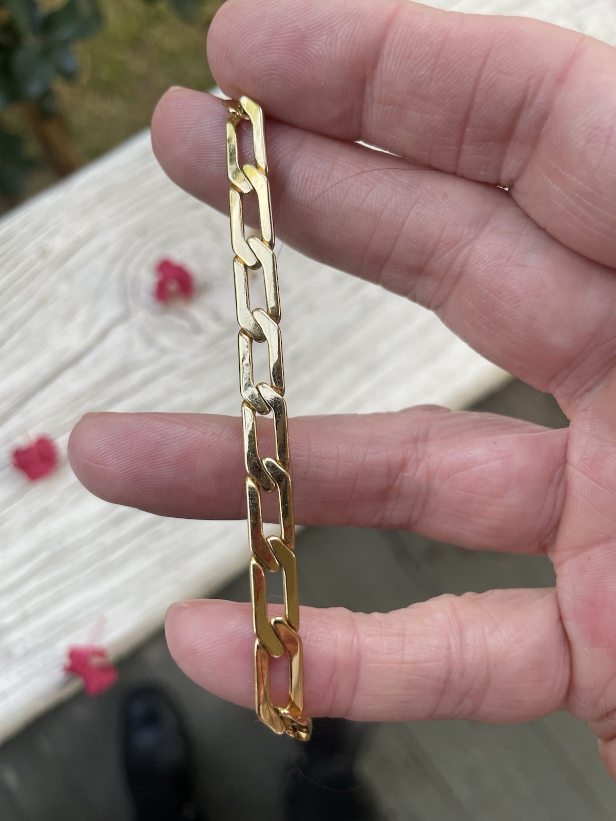 Gold Tone Paperclip Chain Link Bracelet, Lobster Clasp