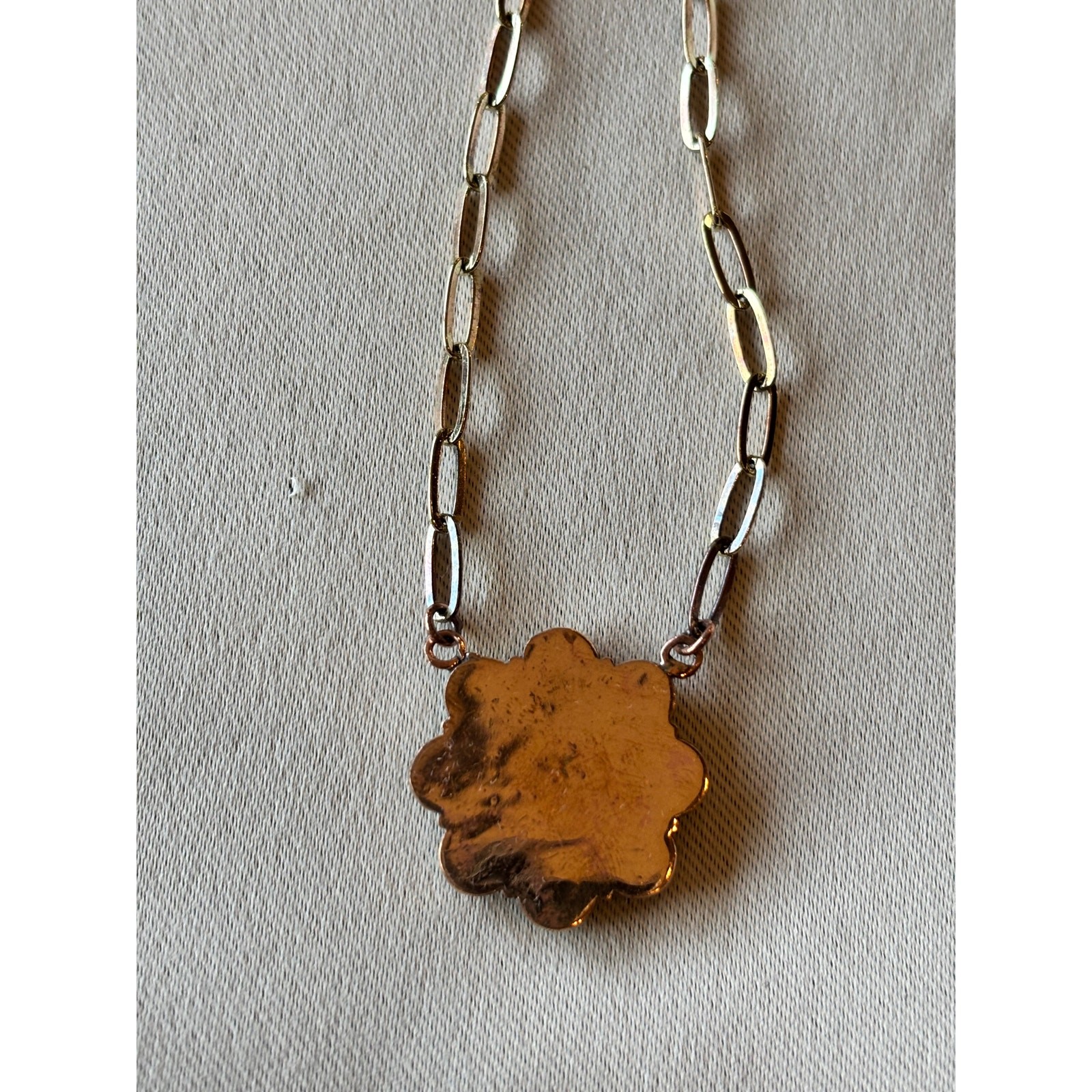 Copper & Turquoise w Cotton Candy Cluster set in Copper 18″