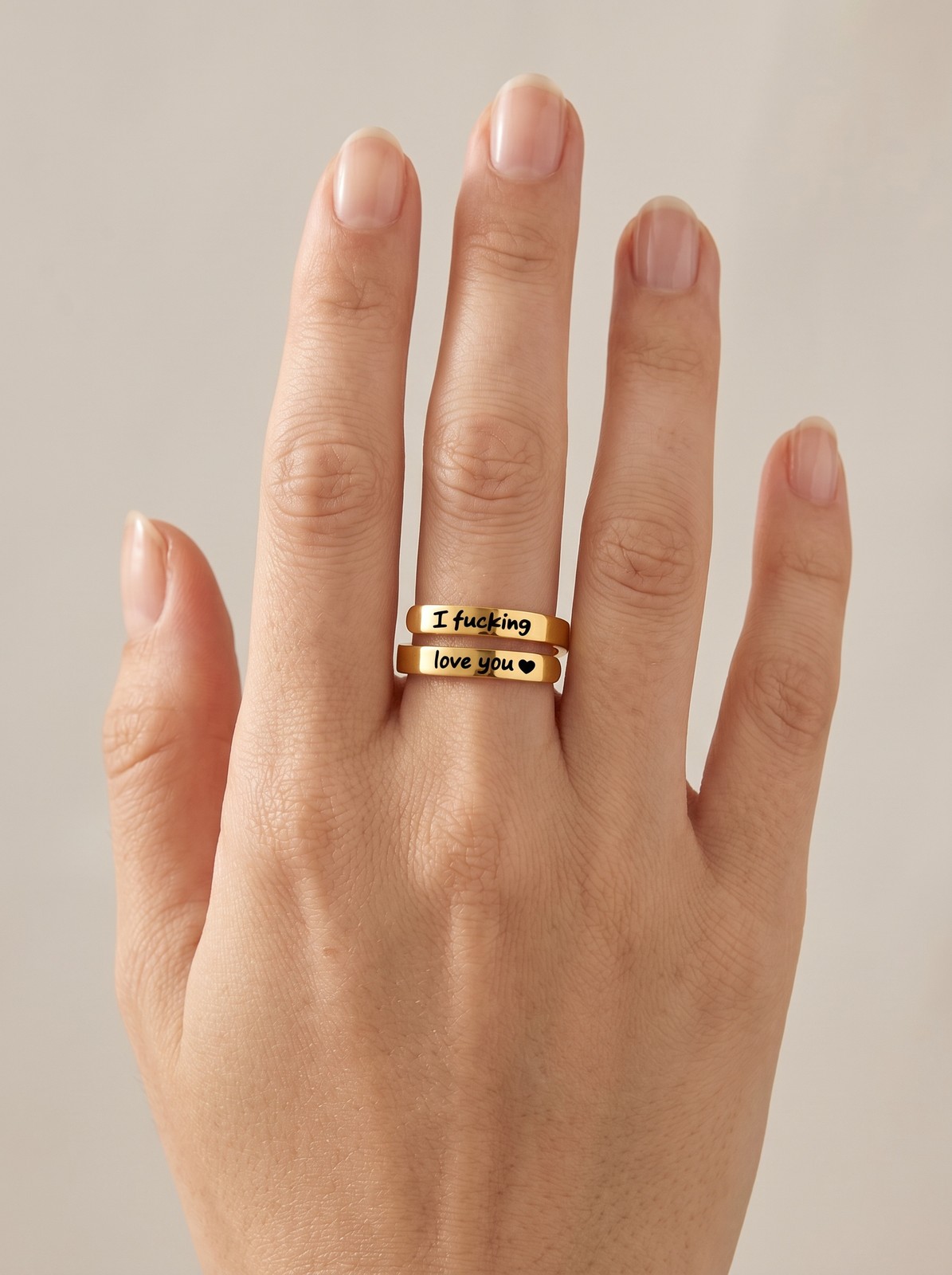 I Fu*king Love You Ring, Gold Statement Love Band, Funny Couple Gift, Adjustable