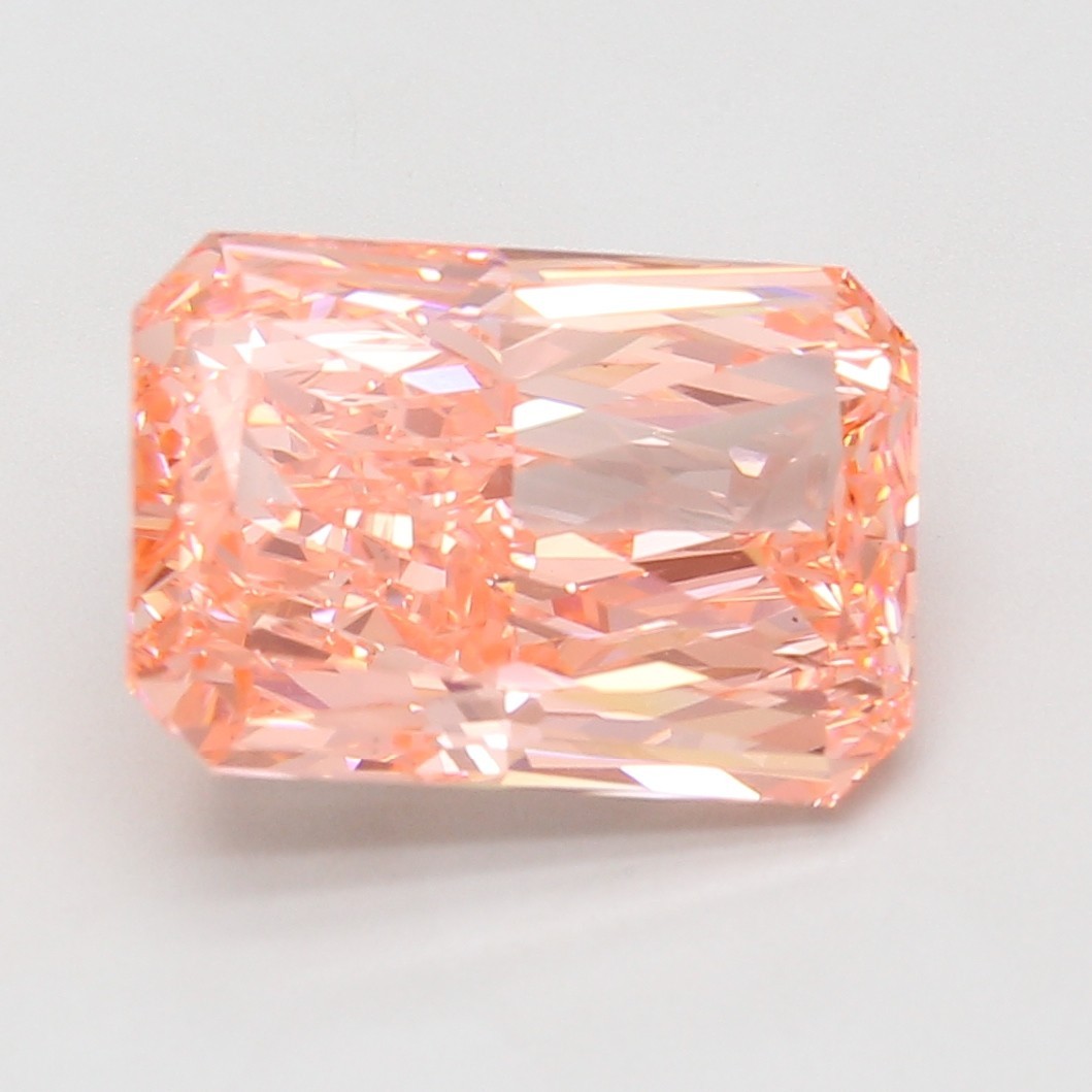 Radiant 7.07 carat Fancy Vivid Pink VS1 IGI Certified Lab Grown CVD Diamond