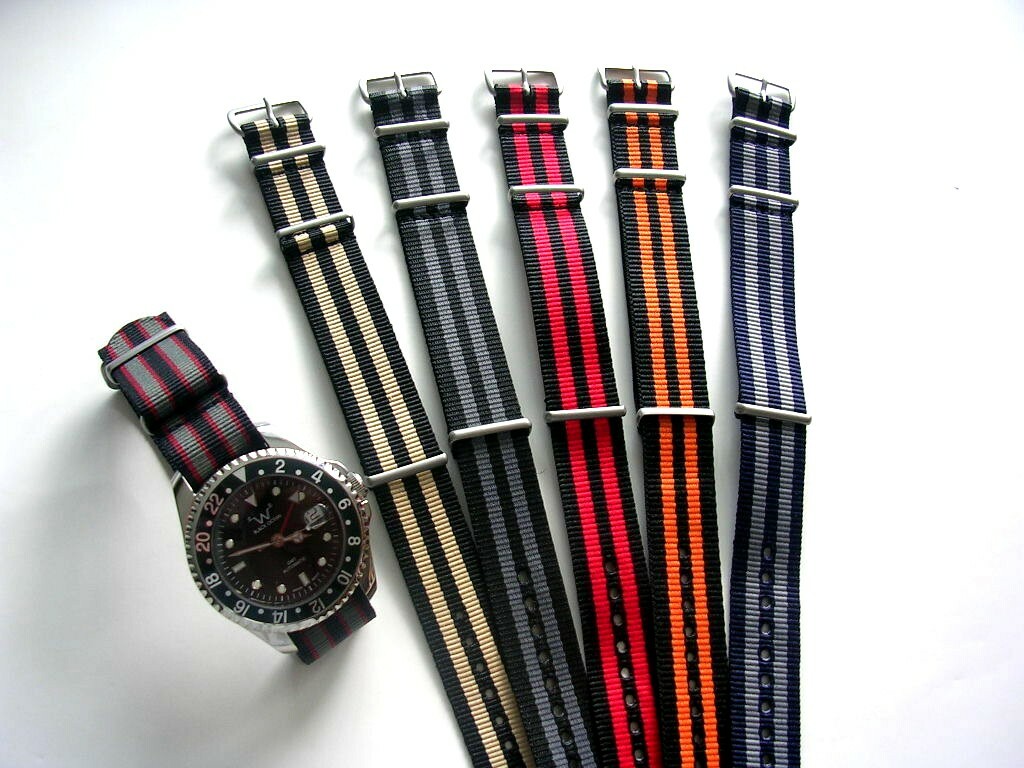 NATO® watch band Nylon strap 20mm Brown G10 weekend RAF Bond IW SUISSE 18 22 24