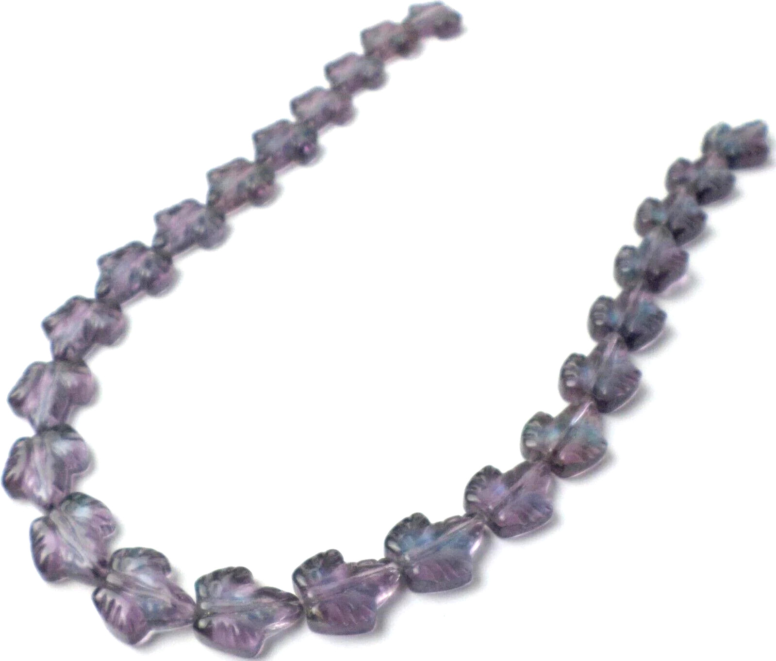 14″ Strand 24 Purple w/Aqua Blue Swirl Glass Iris Flower Top Drill Beads 16x14mm