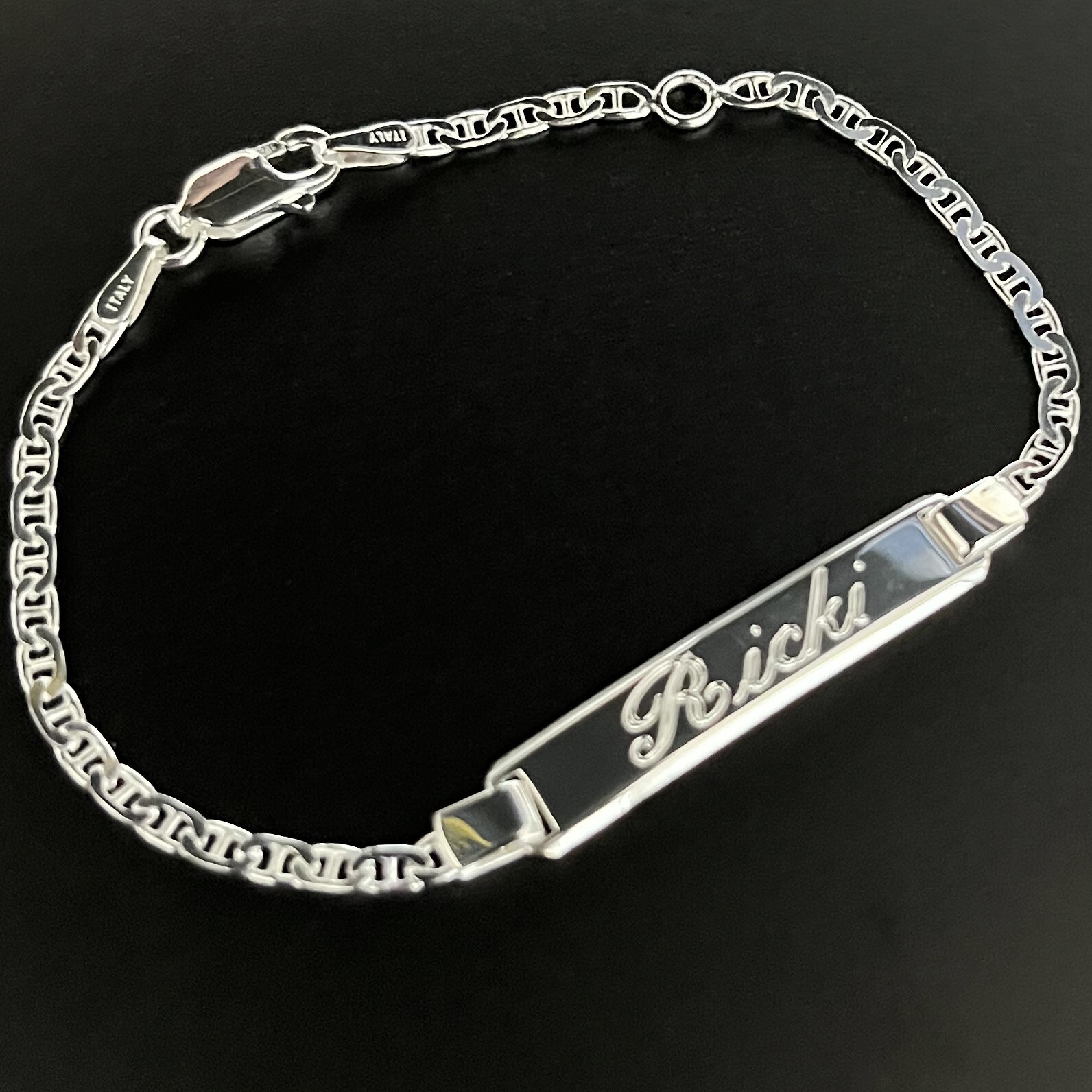 925 Sterling Silver Mariner Link Childrens or Baby ID Bracelet Free Engraving
