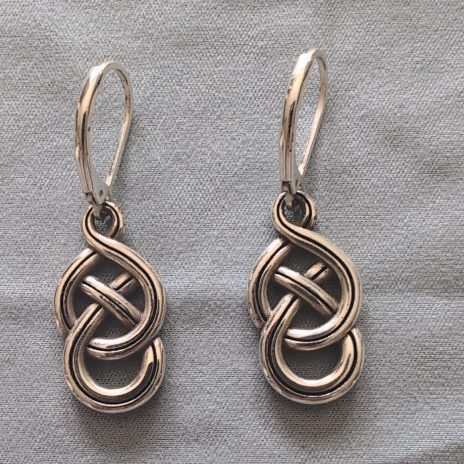 Brighton Silver Celtic Knot Dangle Leverback Earrings, No Stone