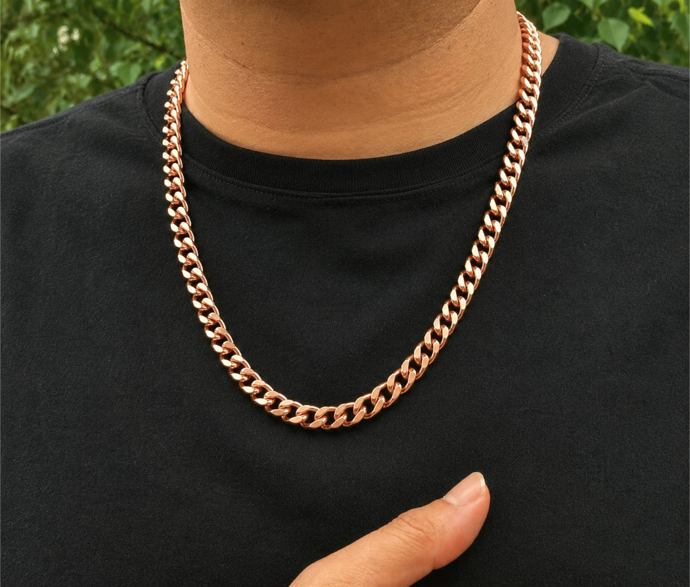 Pure Solid Copper Cuban Chain Necklace Curb Link Rider Arthritis 24″ Necklace