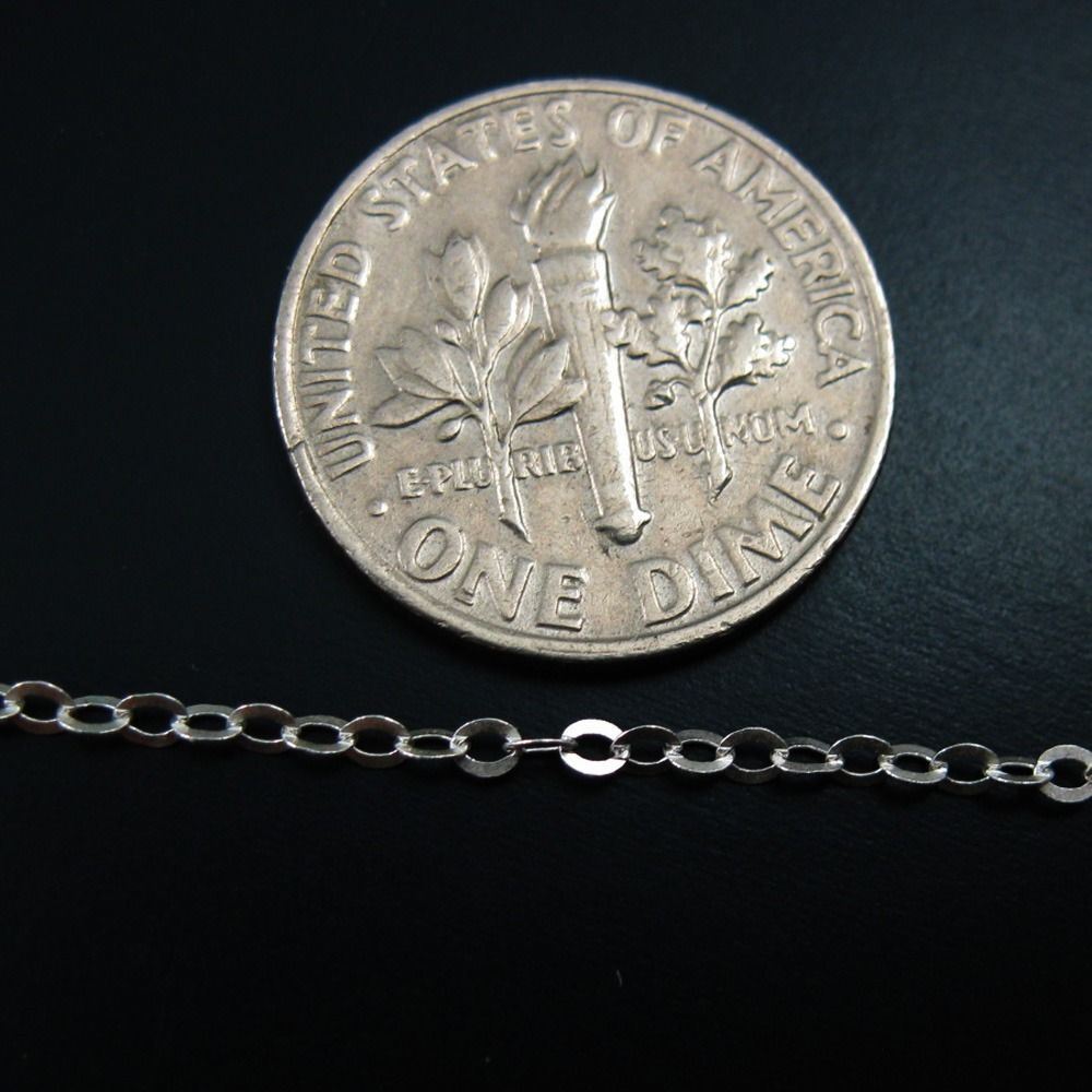 Sterling Silver Flat Cable Oval Chain 2mm Bulk Lots By The Foot Italian Chain