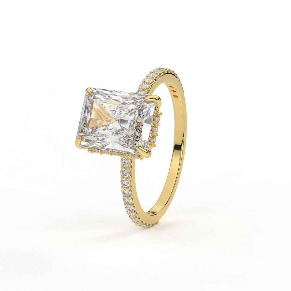 2Ct Radiant Cut Moissanite Engagement Ring 14K White Gold Plated 925 Silver