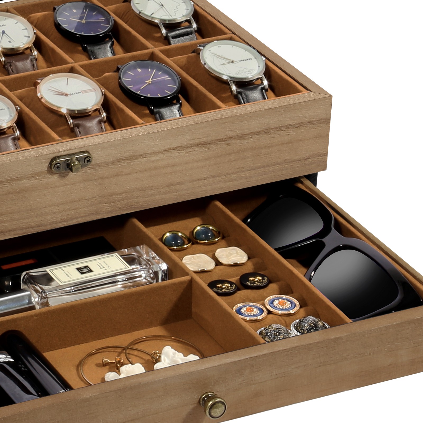 12 Slots Watch Box Solid Wood Storage Display Case Wrist Watch Case