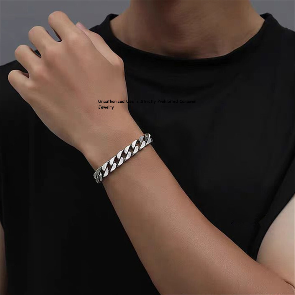Pure S925 Sterling Silver Chain 9mm Dragon Pattern Curb Link Bracelet 7in-9in