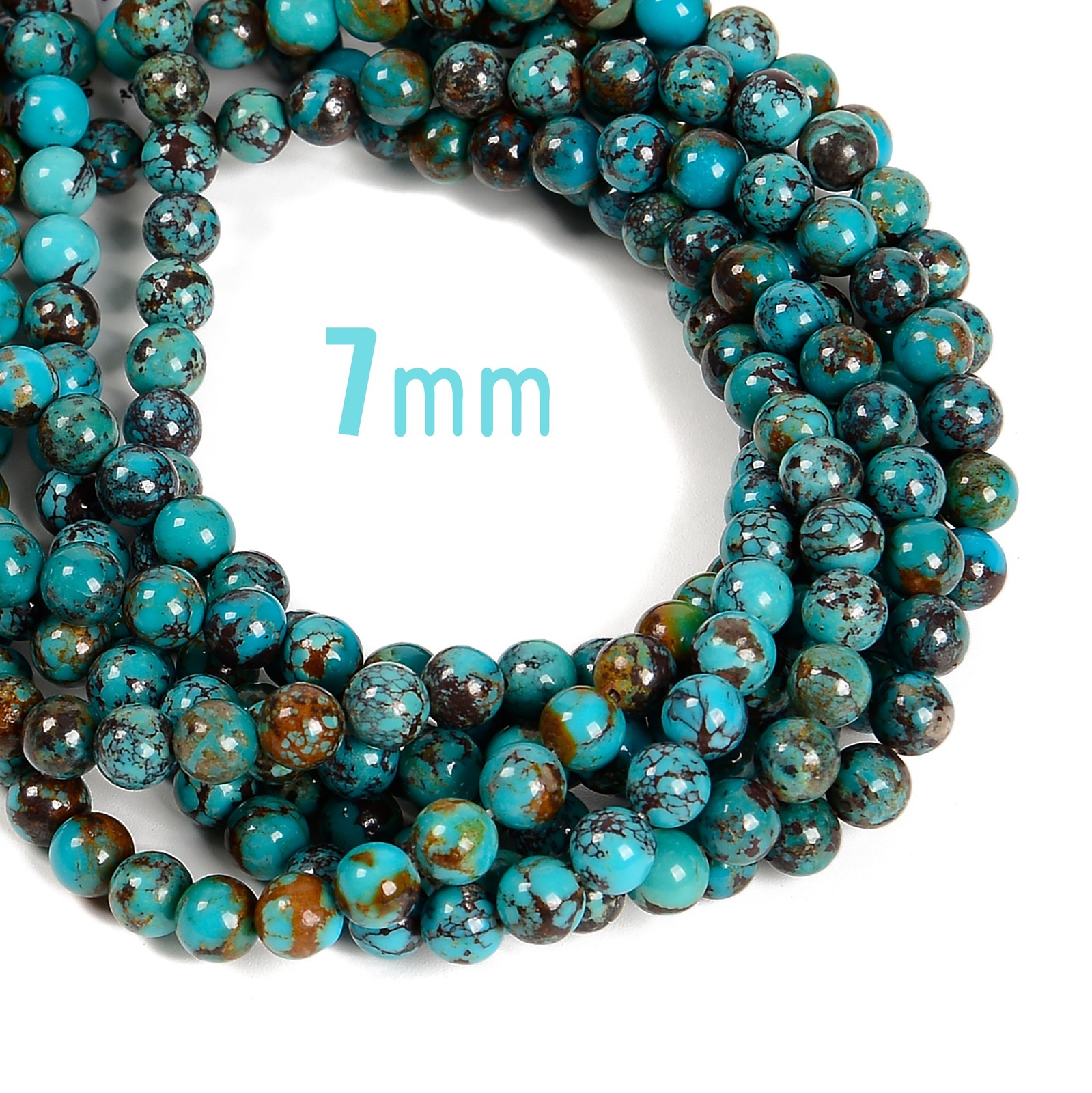 Genuine Natural Turquoise Smooth Round Beads 5mm 6mm 7mm 8mm 9mm 15.5″ Strand