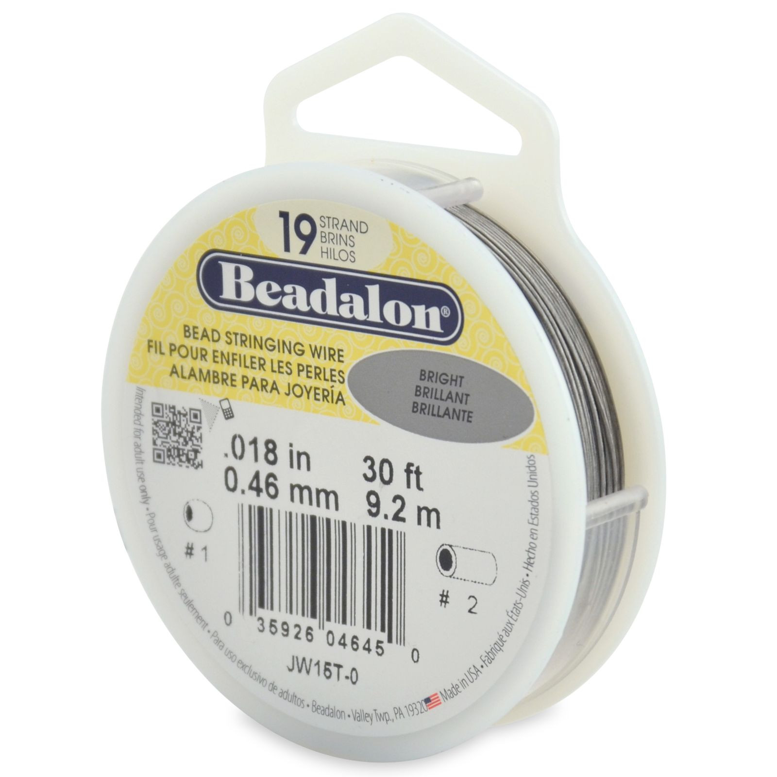 Beadalon Bead Stringing Wire 19 Strand 30/100 FT. BRIGHT Various Sizes + Colors