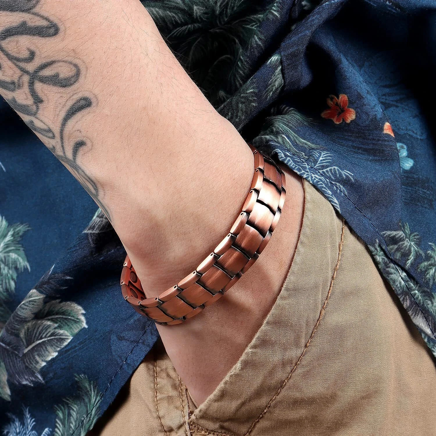 Men’s Bracelet Magnetic Therapy Arthritis Pain Relief Pure Solid Copper Bangle