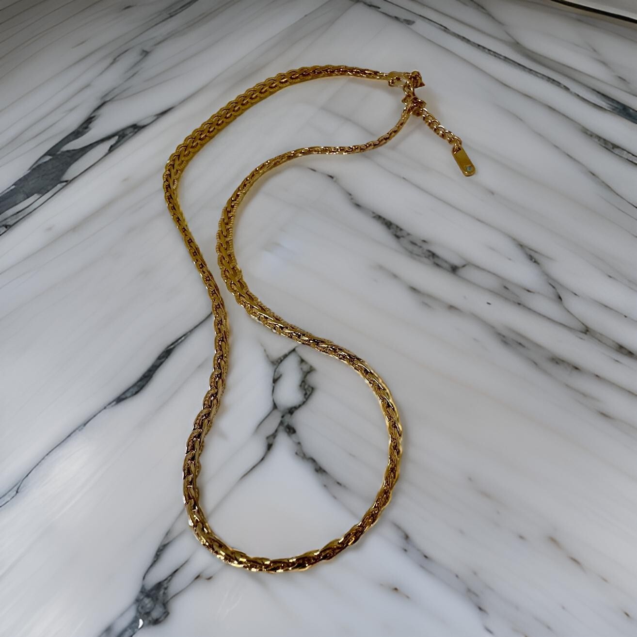 Vintage Gold filled Braided Herringbone Chain women waterproof and tarnish free