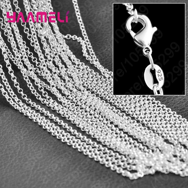 Wholesale 10pcs 925 Sterling Solid Silver 1mm 16inch -24inch Rolo Chain Necklace