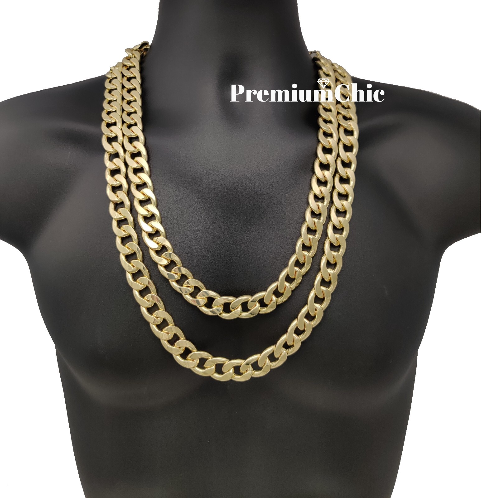 14MM Cuban Link Chain Necklace Thick and Heavy Men’s Plated Hip Hop Jewelry