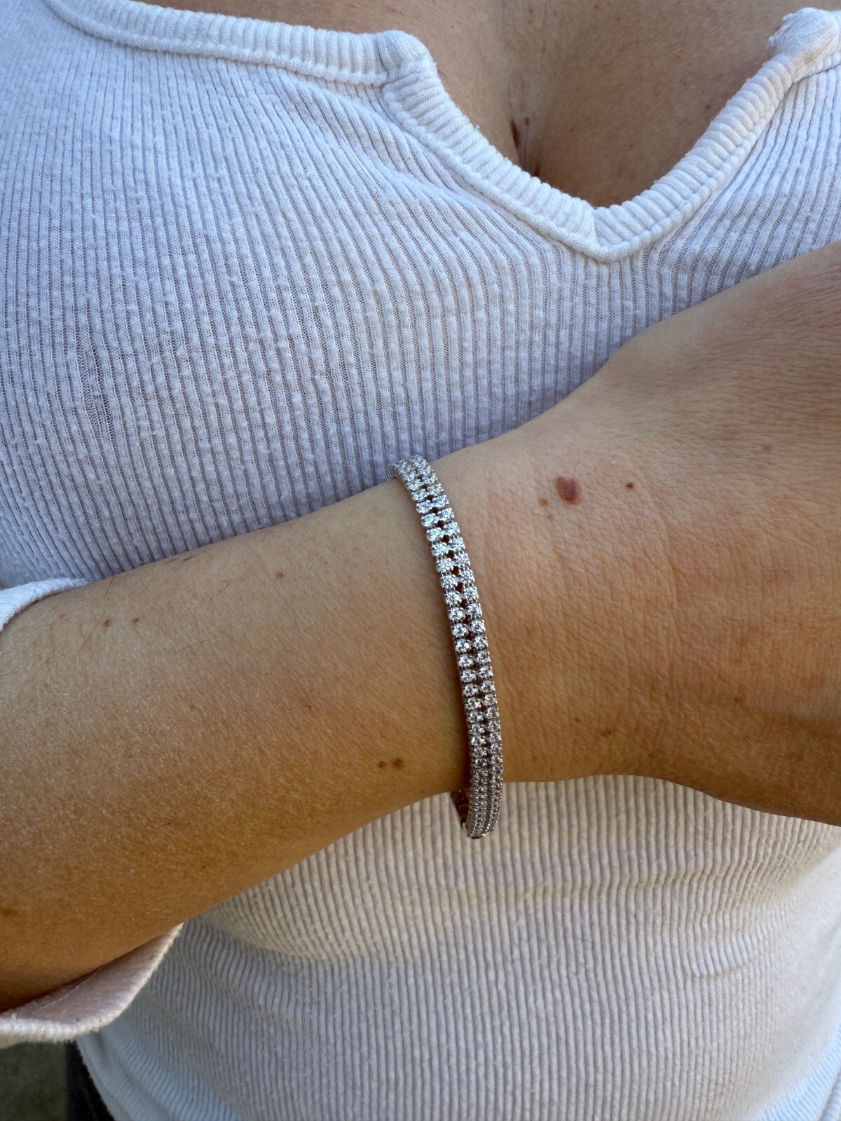 Real 925 Sterling Silver Micro Two Row 4.5mm Tennis Bracelet CZ 6-8″ Iced