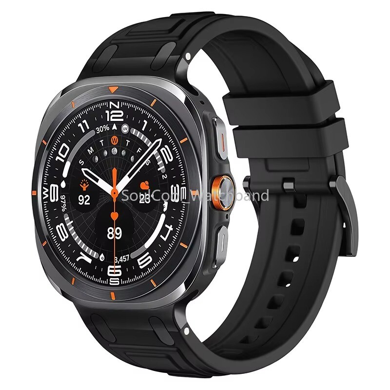 Silicone Sports Curved End Bracelet Strap For Samsung Galaxy Watch 7 Ultra 47mm
