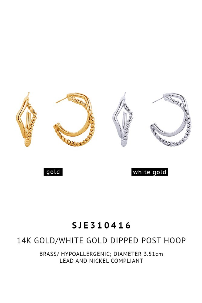 Do Everything in Love 14K Gold/White Dipped Post Hoop Earring Korea