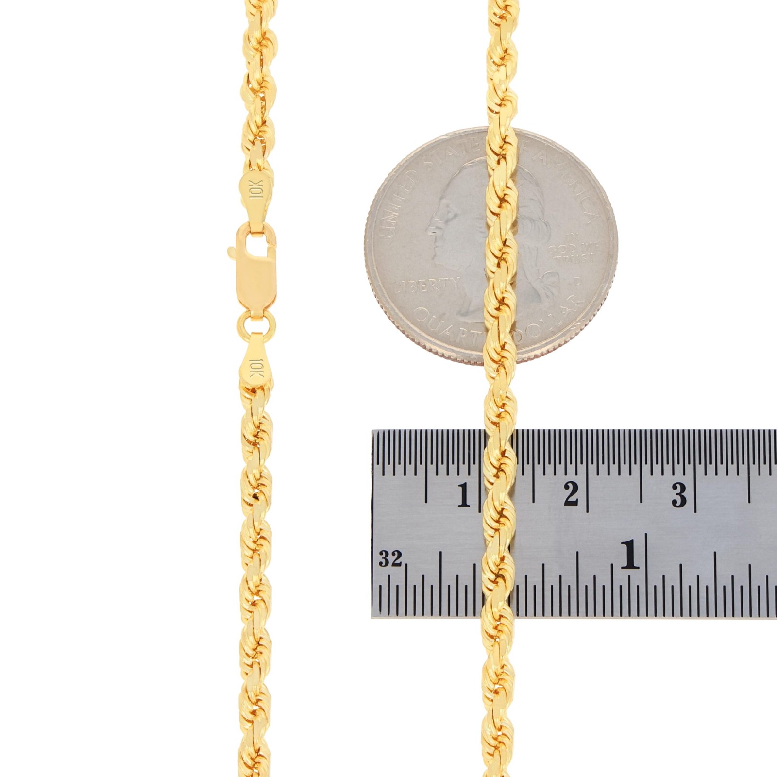 10K Yellow Gold 3mm Diamond Cut Rope Chain Italian Bracelet 7″ 7.5″ 8″ 8.5″ 9″