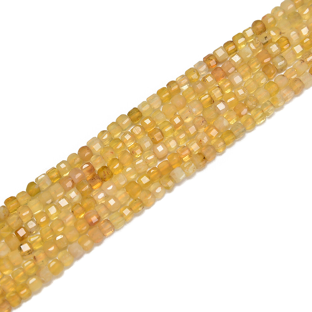 Yellow Opal Faceted Cube Beads Size 2.5mm 15.5” Strand (2.5mm)