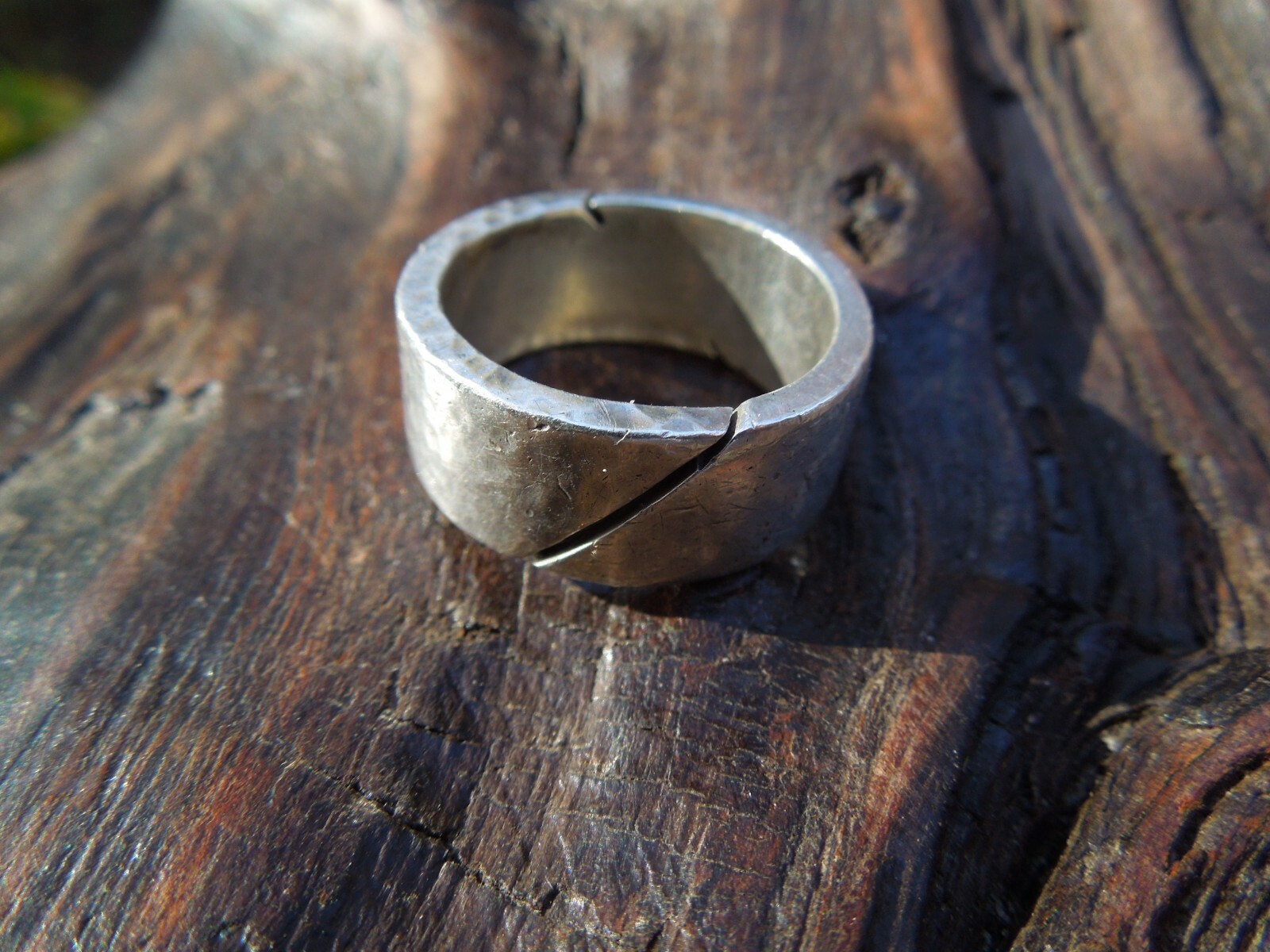 Sterling Silver Hammered Smooth Band Ring Mexico Size 8