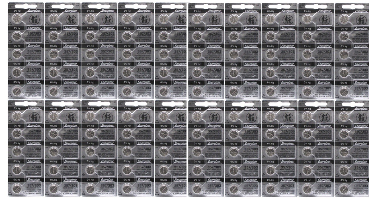 Energizer 357/303 Silver Oxide Button Cell Coin Cell Watch Batteries 100 Pack