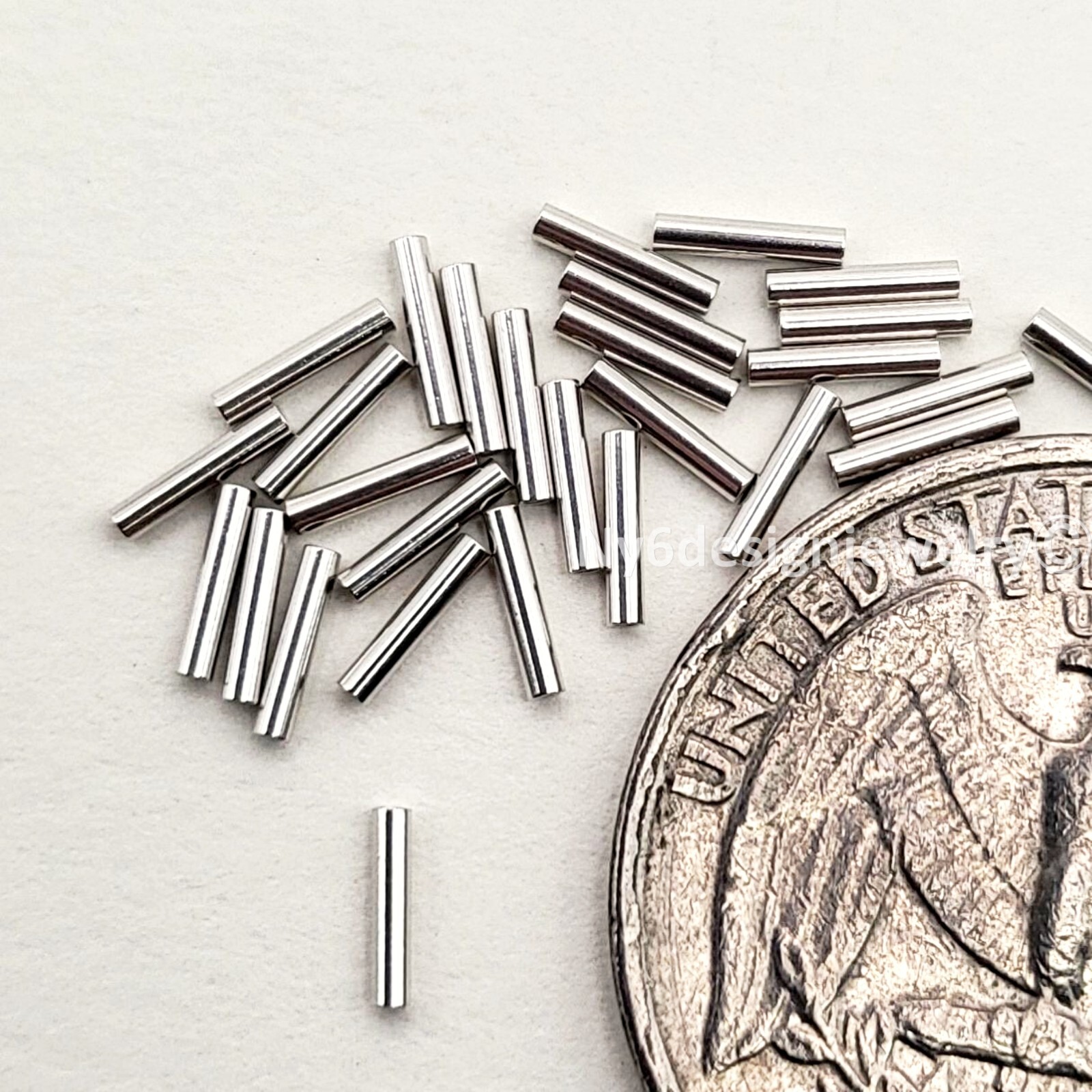 Sterling Silver Tube Beads 1.0×5.0mm with 0.7mm Hole 20pc 925 Real Anti-Tarnis