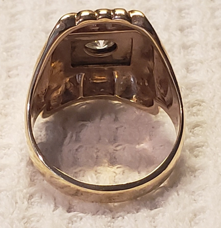 Men’s 10 Karat Gold Gothic Ring With Approx. 1.22CT Genuine Round Diamond