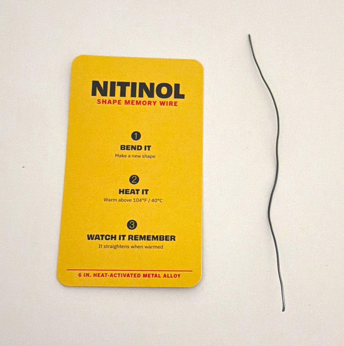 Nitinol Shape Memory Wire 6 in Heat-Activated Metal Alloy Black for Jewelry