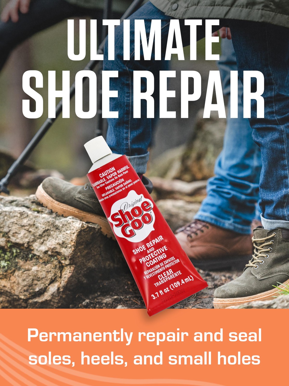 SOF SOLE Original Shoe Goo – 3.7 fl oz Tube – Clear Shoe Glue – Repairs Soles, H