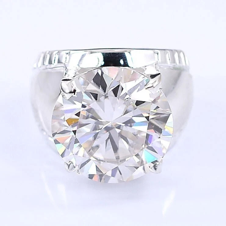 Men’s Ring- RARE 20 Ct Certified White Diamond Ring Size 10 US Tariff Free