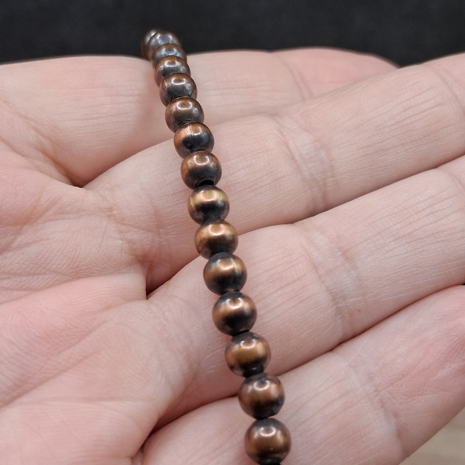 Solid Copper Navajo Desert Pearl Necklace 5mm Oxidized Beads 17-19″ Southwestern