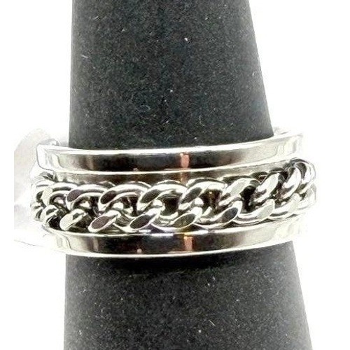 New Mens Chain Ring Silver Band Size 9 Stainless Style Biker Pinky Ring