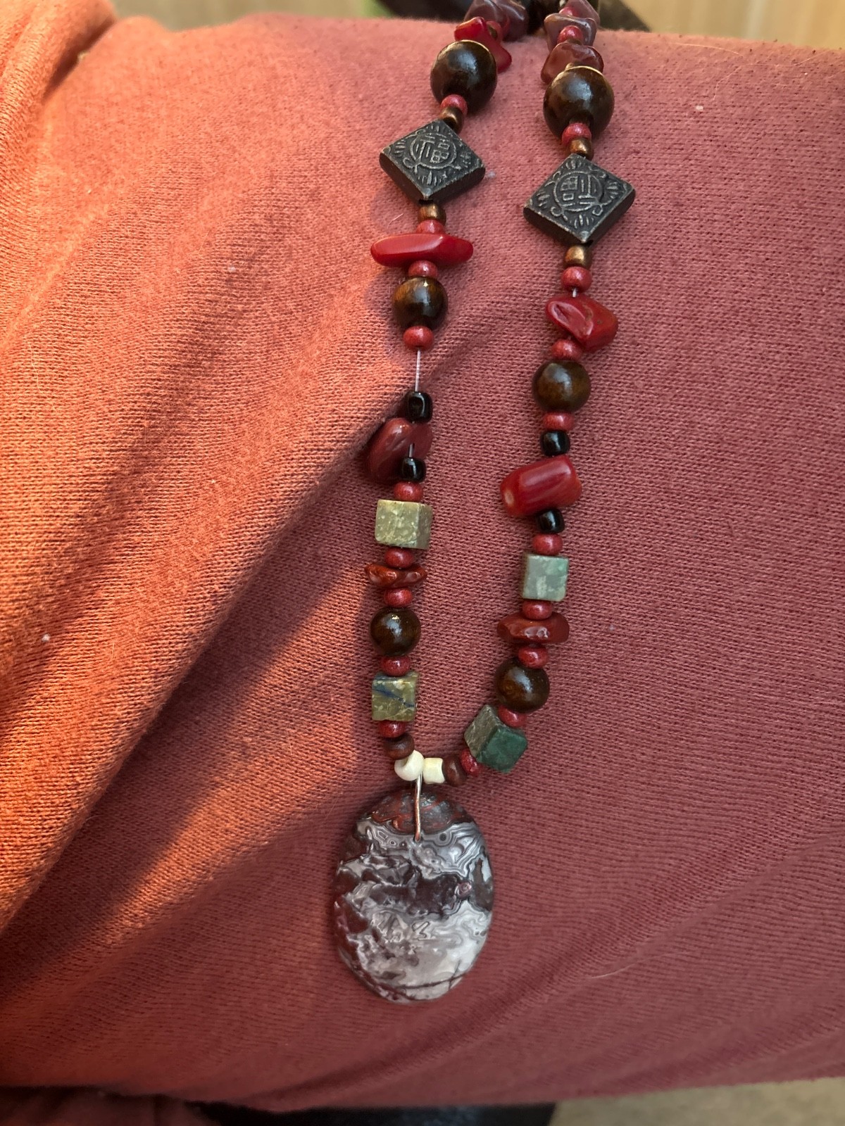 Mexican Crazy Lace Agate Beaded Necklace